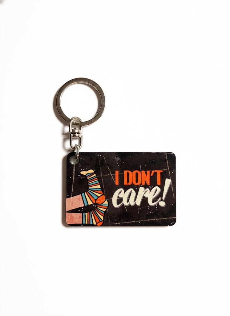Portachiavi in legno "I don't care"