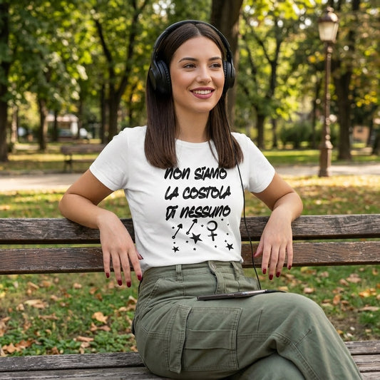 Abbigliamento T-Shirt in poliestere "Cotton Touch" "Non siamo la costola di nessuno"