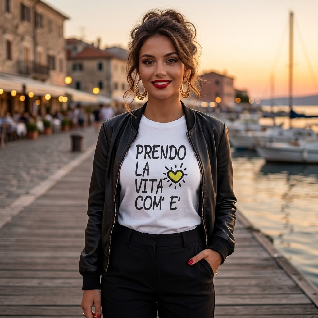 Abbigliamento T-Shirt in poliestere (Cotton Touch) "Prendo la vita com'è"