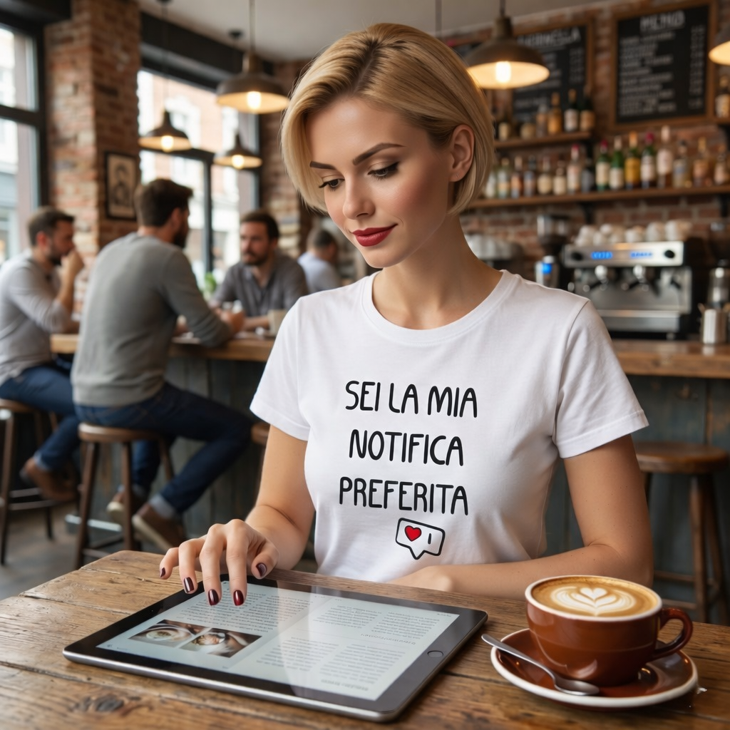 Abbigliamento T-Shirt in poliestere (Cotton Touch) "Sei la mia notifica preferita"