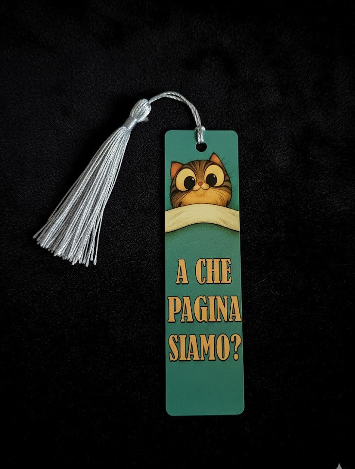Segnalibro in alluminio "A che pagina siamo?"