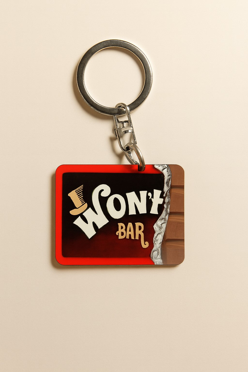 Portachiavi in legno "Wonka Bar"