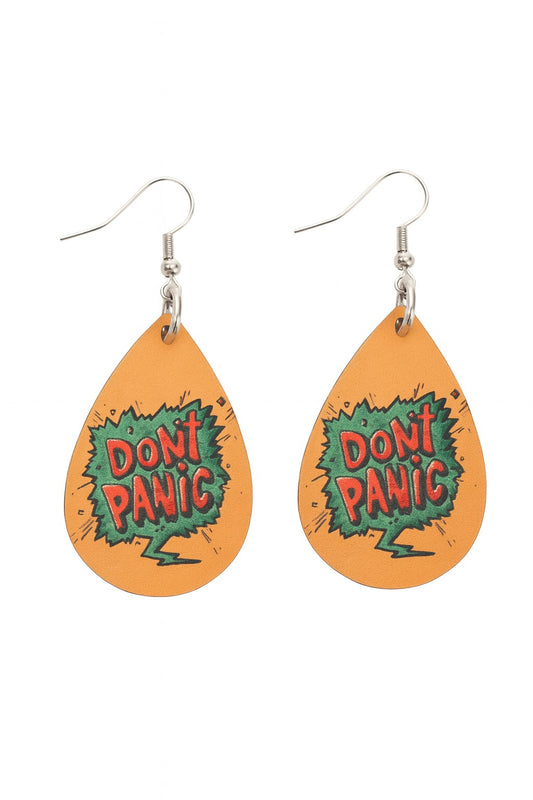 Orecchini in legno "Don't Panic"
