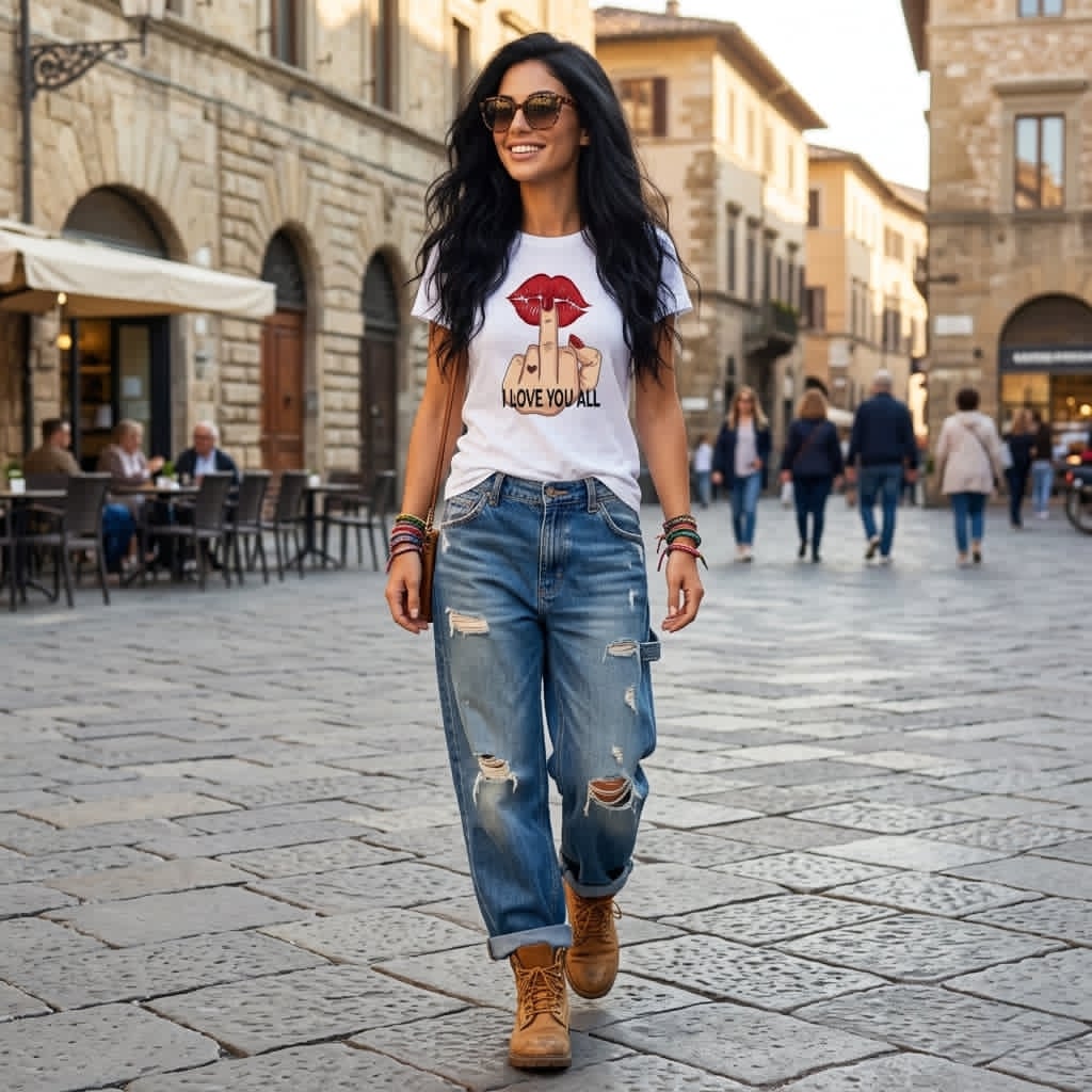 Abbigliamento T-Shirt in poliestere (Cotton Touch) "I love you all"