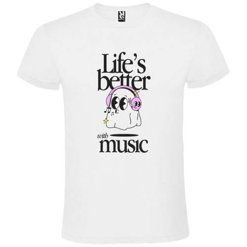 Abbigliamento T-Shirt in poliestere (Cotton Touch) "Life is better with music"