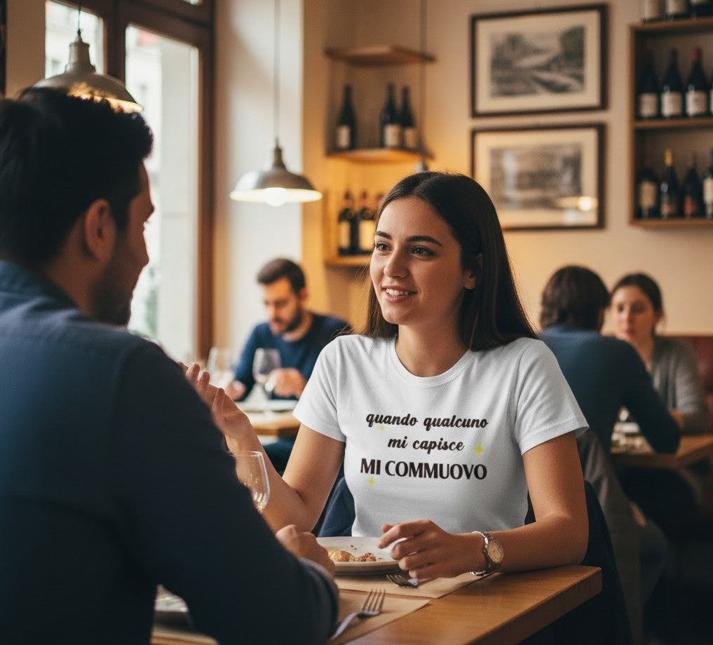 Abbigliamento T-Shirt in poliestere (Cotton Touch) "Mi commuovo"