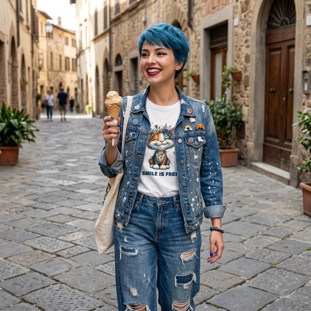 Abbigliamento T-Shirt in poliestere (Cotton Touch) "Smile is free"