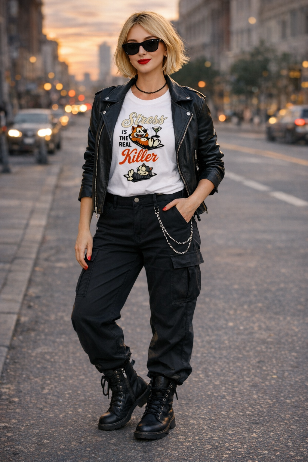 Abbigliamento T-Shirt in poliestere (Cotton Touch) "Stress is the real killer"