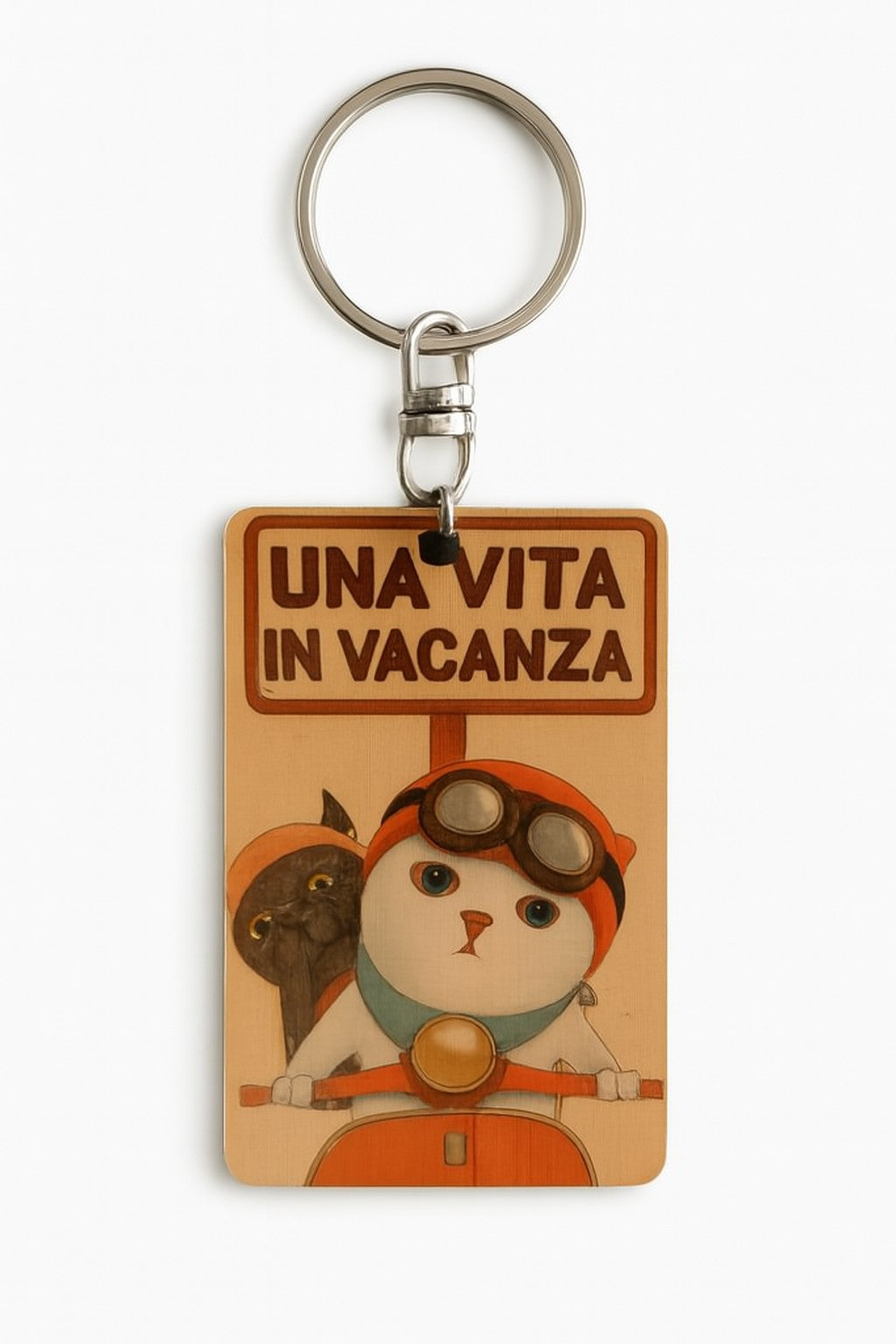 Portachiavi in legno "Una vita in vacanza"