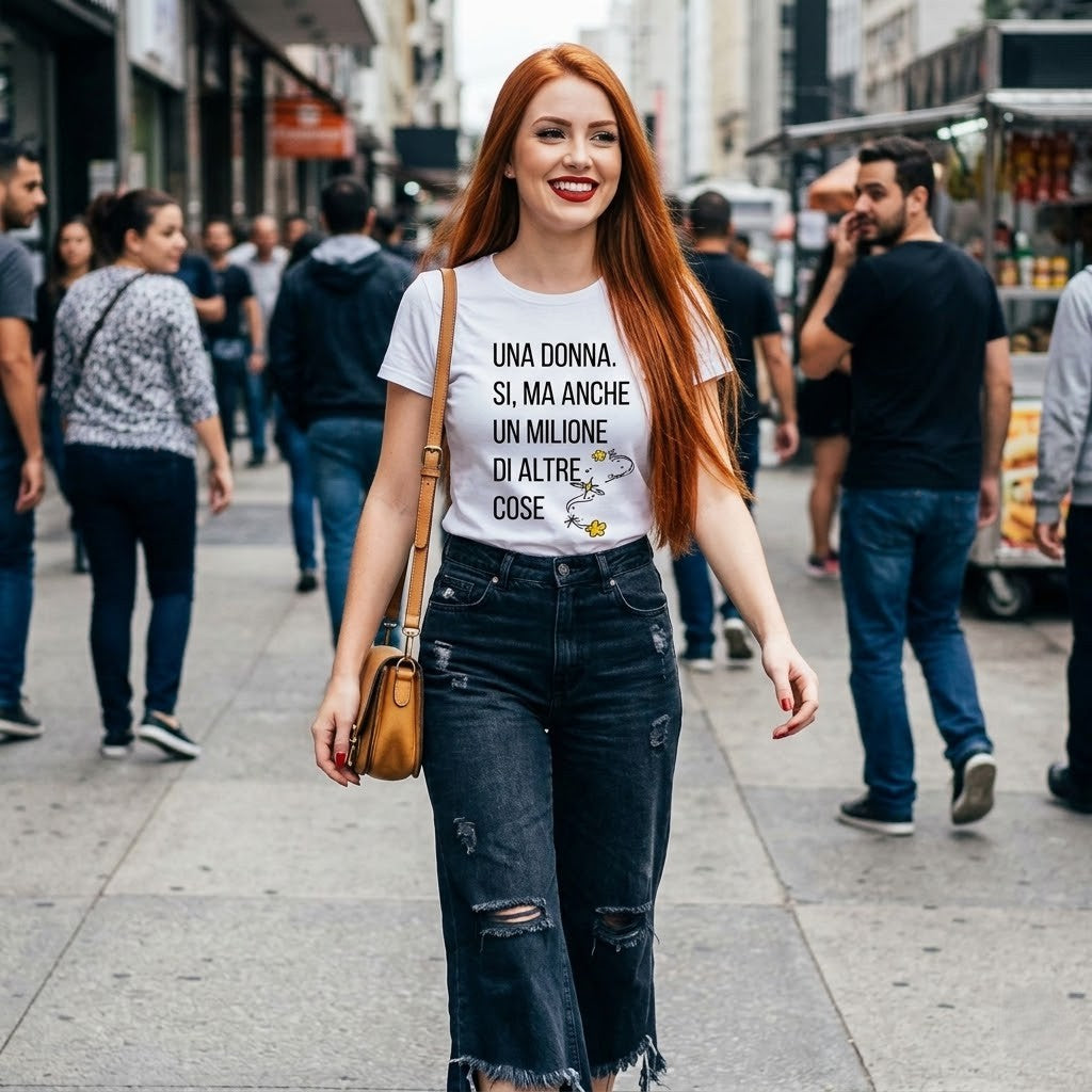 Abbigliamento T-Shirt in poliestere (Cotton Touch) "Una donna si"