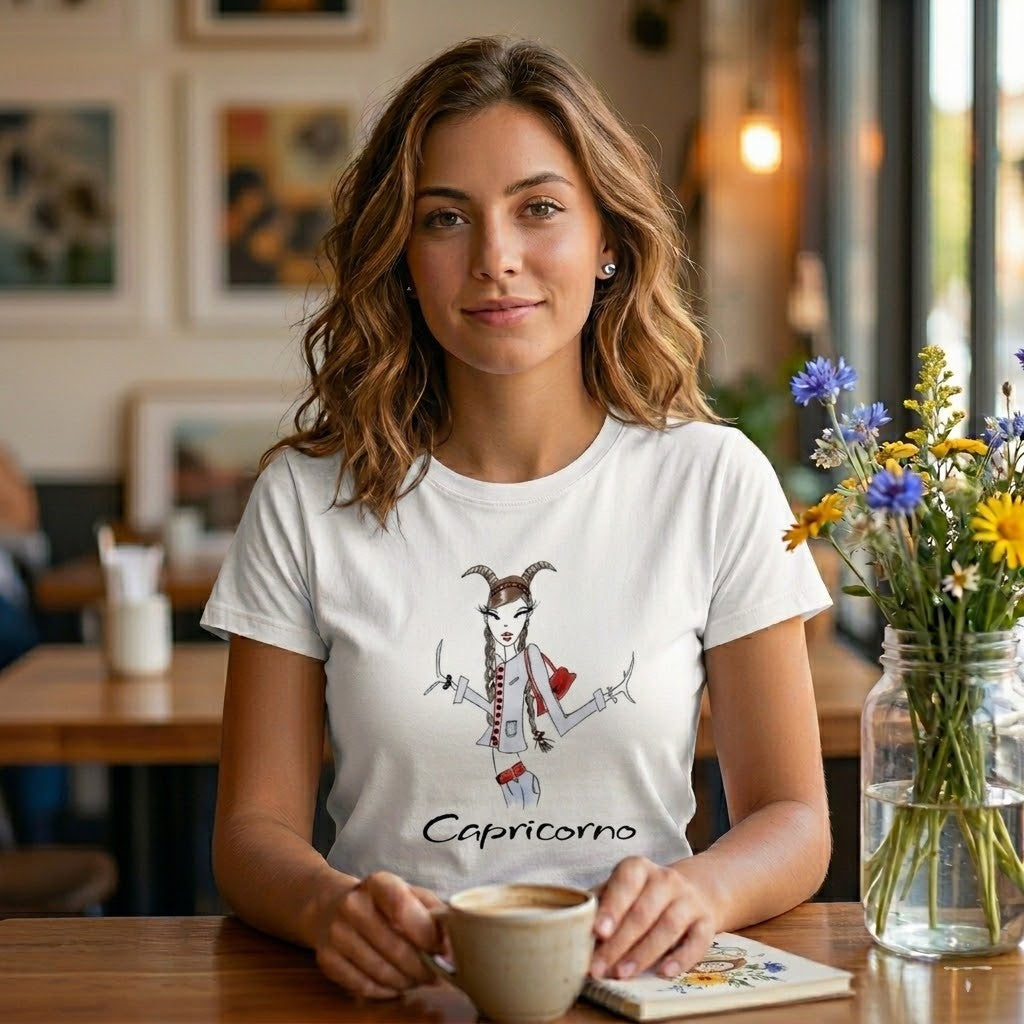 Abbigliamento T-Shirt in poliestere Zodiaco (Cotton Touch) "Capricorno"